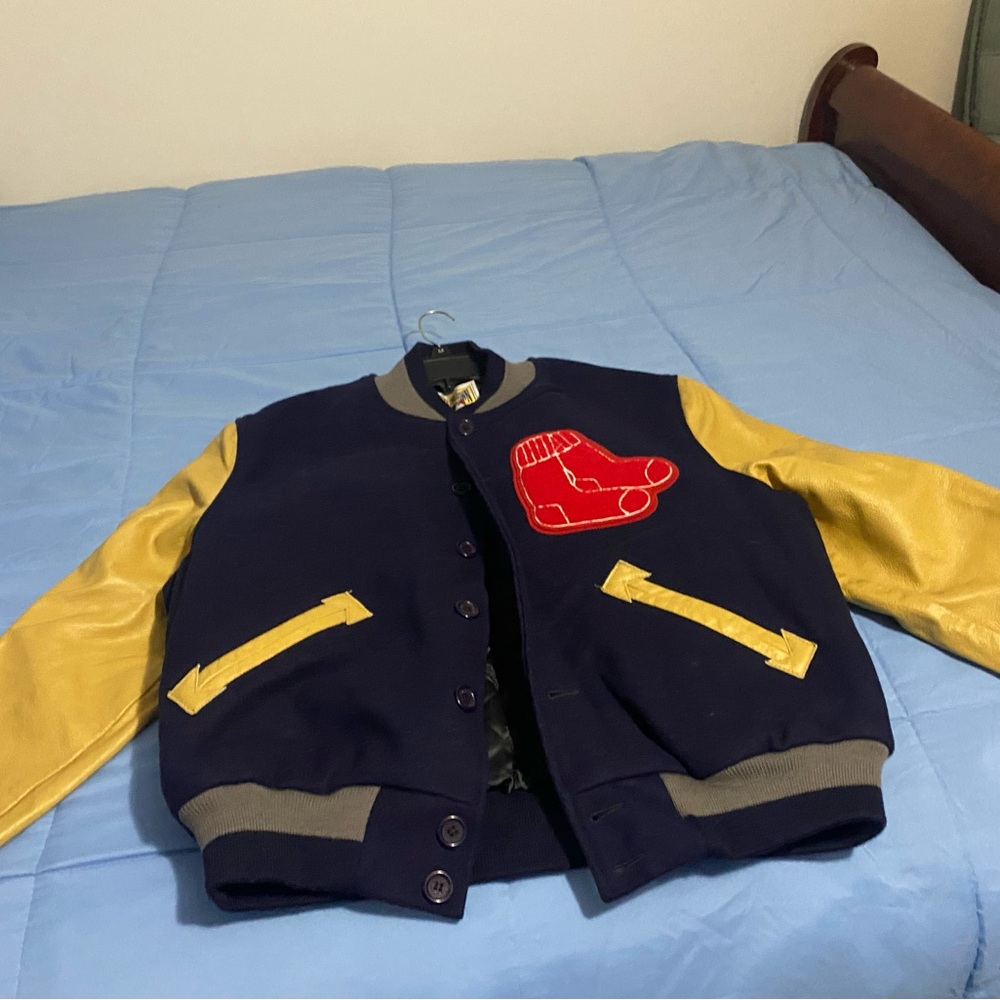 Boston Red Sox Mitchell & Ness Cooperstown Varsity Jacket Wool Leather Size 48
